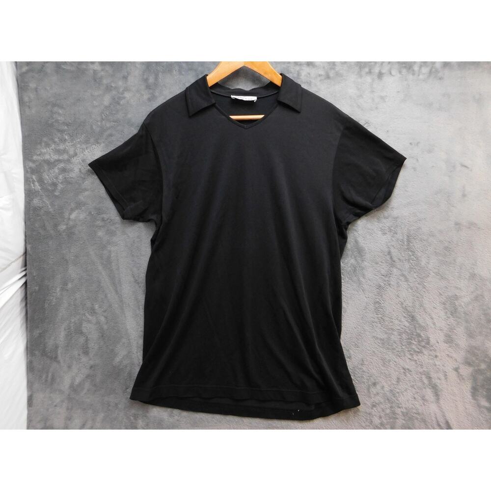 Cerruti 1881 Polo Shirt Mens IT 50 Black Jersey Collared Pullover Point Collar
